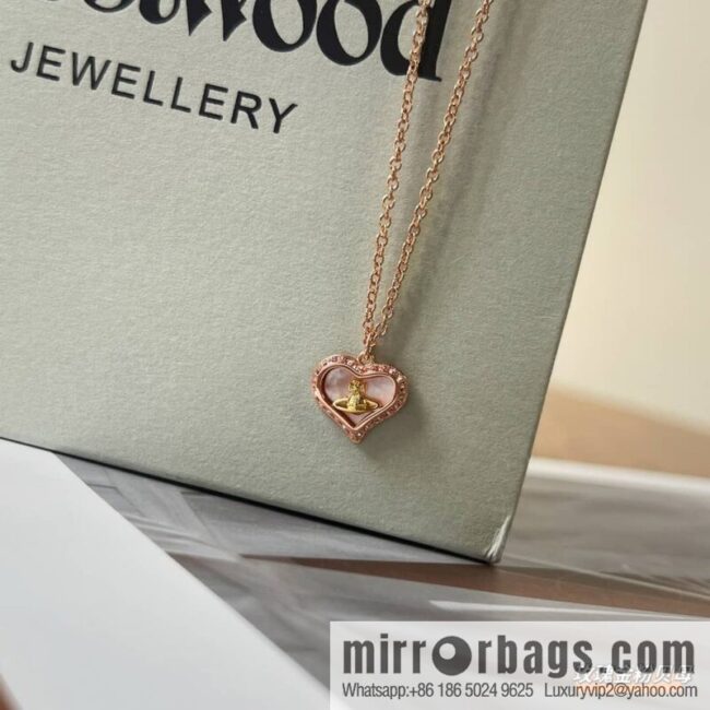 New ☑️ Vivienne Westwood Queen Mother love peach heart necklace