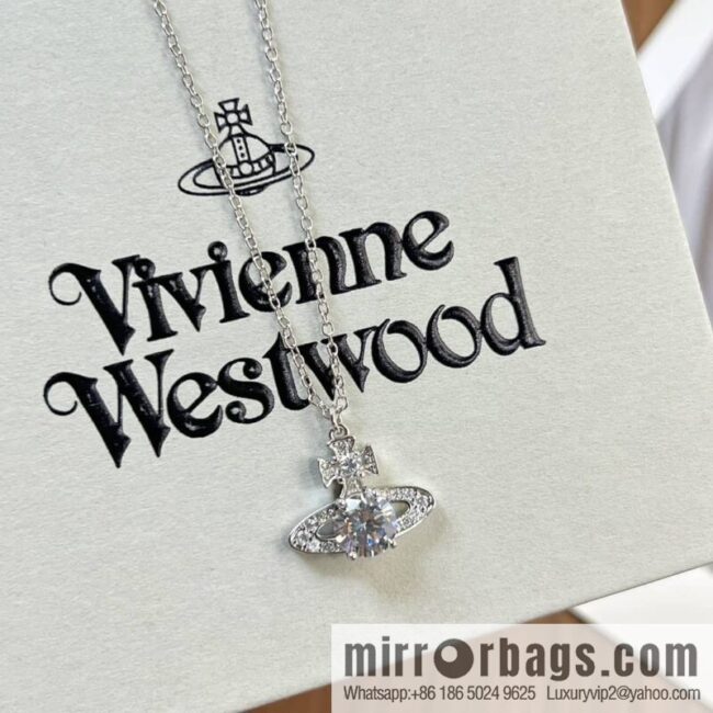 New ☑️ Vivienne Westwood Queen Mother Saturn single diamond necklace