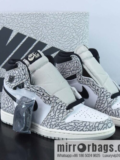 wsxc1678365173301_4-800x800qahefdls5zo31167_20250716033245.jpg Air Jordan 1 High \"White Cement\" white and black, burst pattern men\'s high-top sneakers, item number: DZ5485-052