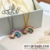 New ☑️ Vivienne Westwood Queen Mother Saturn full of diamonds rainbow necklace