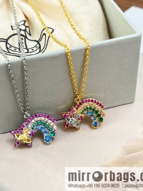 wsxc1678968887895_0-800x800tgl1jvizxgz187066_20250708220349.jpg New ☑️ Vivienne Westwood Queen Mother Saturn full of diamonds rainbow necklace