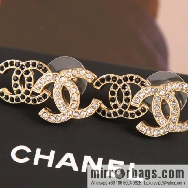 New ☑️ Chanel c1 double c black diamond stud earrings