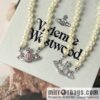 New ☑️ Vivienne Westwood Queen Mother Full Diamond Saturn Pearl Necklace