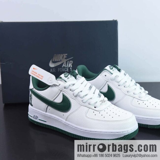 Nk Air Force 1 \'07 Low \"Four Horsemen\" White and Green Knight, Air Force One low-top casual sneakers, item number: FB9128-100