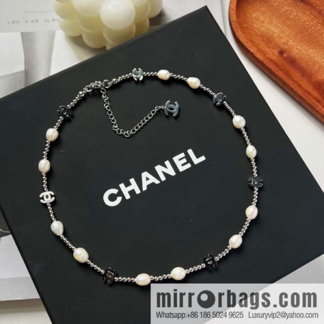 New ☑️ Chanel silver double c pearl necklace
