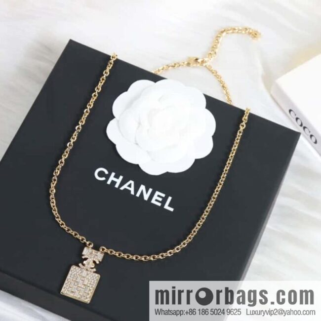 New ☑️ Chanel double c full diamond perfume bottle necklace