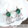 New ☑️ Chanel c2 double c full diamond pentagram ⭐ star stud earrings