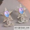 New ☑️ Chanel c2 double c full diamond pentagram ⭐ star stud earrings