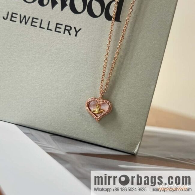 New ☑️ Vivienne Westwood Queen Mother love peach heart necklace
