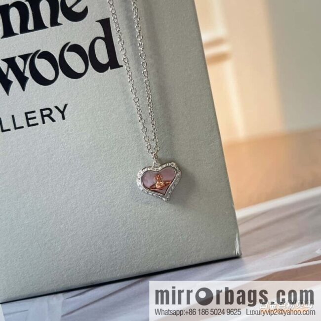 New ☑️ Vivienne Westwood Queen Mother love peach heart necklace