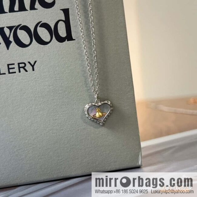 New ☑️ Vivienne Westwood Queen Mother love peach heart necklace