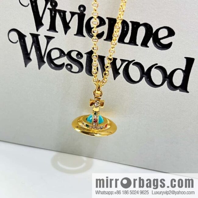 New ☑️ Vivienne Westwood Queen Mother Saturn Sapphire necklace