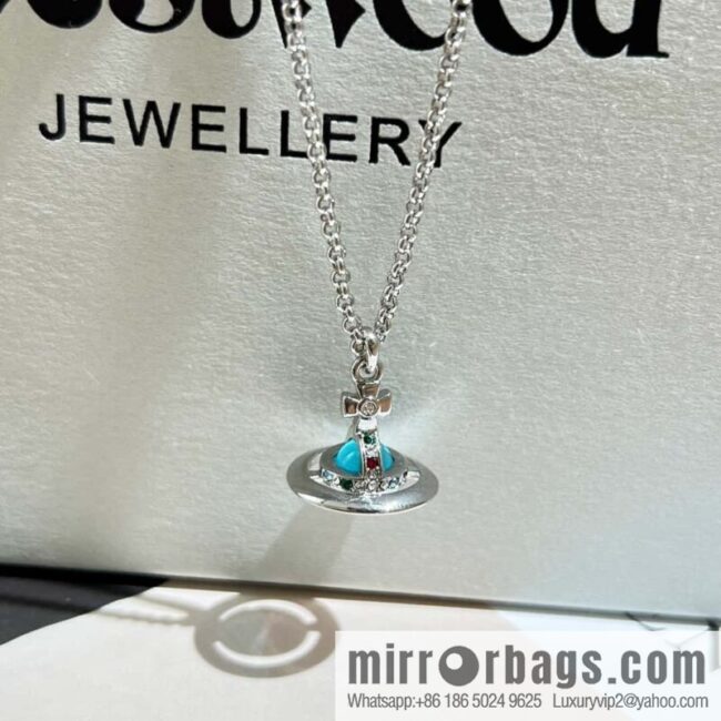 New ☑️ Vivienne Westwood Queen Mother Saturn Sapphire necklace