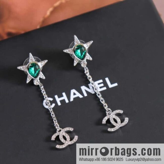 New ☑️ Chanel c2 pentagram full diamond double c stud earrings