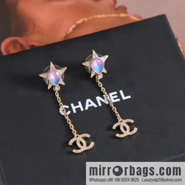New ☑️ Chanel c2 pentagram full diamond double c stud earrings