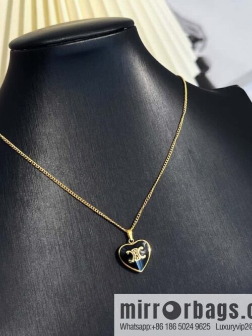 wsxc1679747119419_3-800x800mclxwmhrq2s183132_20250708200924.jpg New ☑️ Celine black peach heart Arc de Triomphe necklace