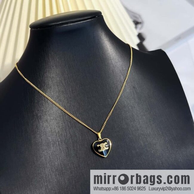 wsxc1679747119419_3-800x800mclxwmhrq2s183132_20250708200924.jpg New ☑️ Celine black peach heart Arc de Triomphe necklace