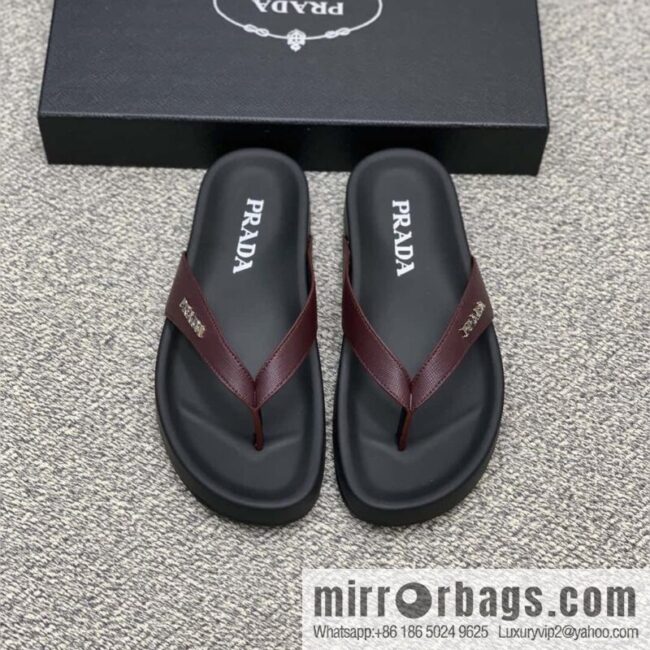 Prada uses black calfskin men\'s sandals