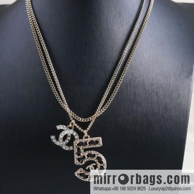 New ☑️ Chanel double c5 character black leather rope long necklace