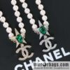 New ☑️ Chanel Double C Pentagram ⭐ Star Emerald Pearl Necklace