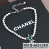 New ☑️ Chanel Double C Pentagram ⭐ Star Emerald Pearl Necklace