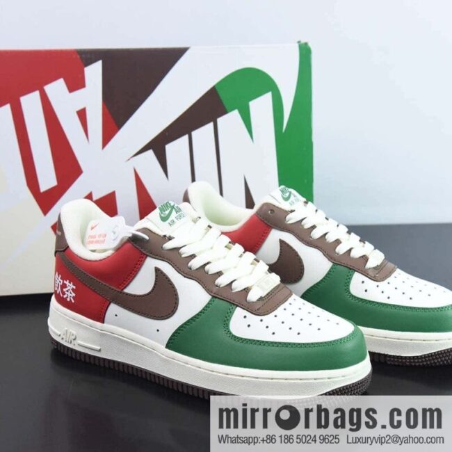 Air Force 1 07 LV8 Low \"Green/White/Red\" Air Force One \"leather (fabric) green red white brown tea\" Item number: YH8569-123