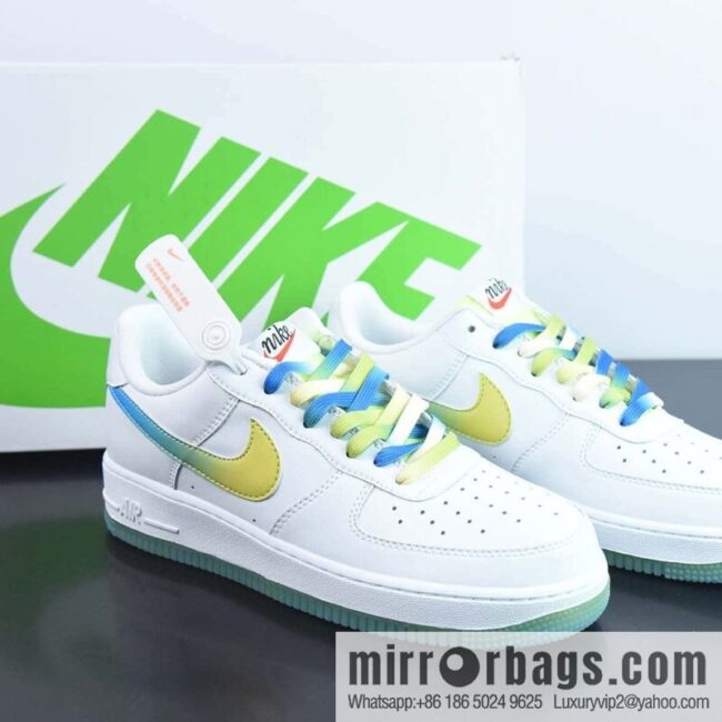 Nike Air Force 1 Low \'07 White Blue Yellow Gradually change Ice Lemon color scheme Low Help Air Force One, item number: TO1232-111