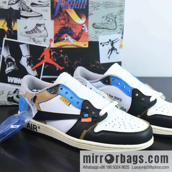 Union LA x Off-White x Nike Air Jordan 1 Low OG \"GOAT LOWS\" AJ1 \"OW Black & White Blue Barb\" CZ0790-108