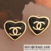 New ☑️ Chanel double c love peach heart stud earrings