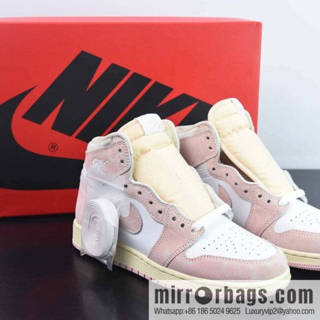 Air Jordan 1 high top \"Washed Pink\" AJ1 washed powder white high top sneakers, item number: FD2596-600