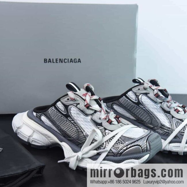 Balenciaga/Balenciaga 23 New XXXL 3XL Show, Lace-up, Balenciaga 3XL Silver Half Slippers