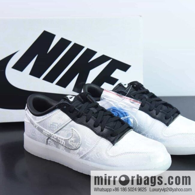 NK Dunk Low Hiroshi Fujiwara three-way joint white silk low-top sneakers item number: FN0315-110