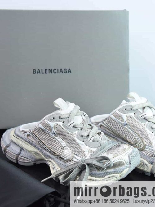 Balenciaga/Balenciaga 23 New XXXL 3XL Show, Lace-up, Balenciaga 3XL Silver Half Slippers