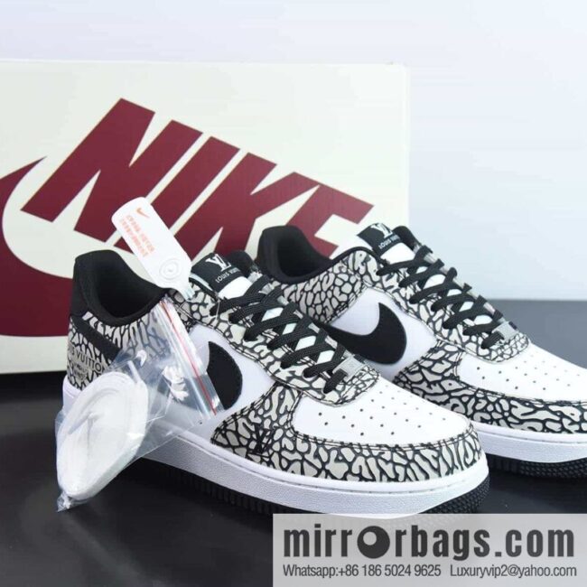 Air Force 1 07 LV8 🥰 Elephant/White/Black LV \"Air Force One\" Elephant Burst Gray White Black LV printed \"BS9055-703