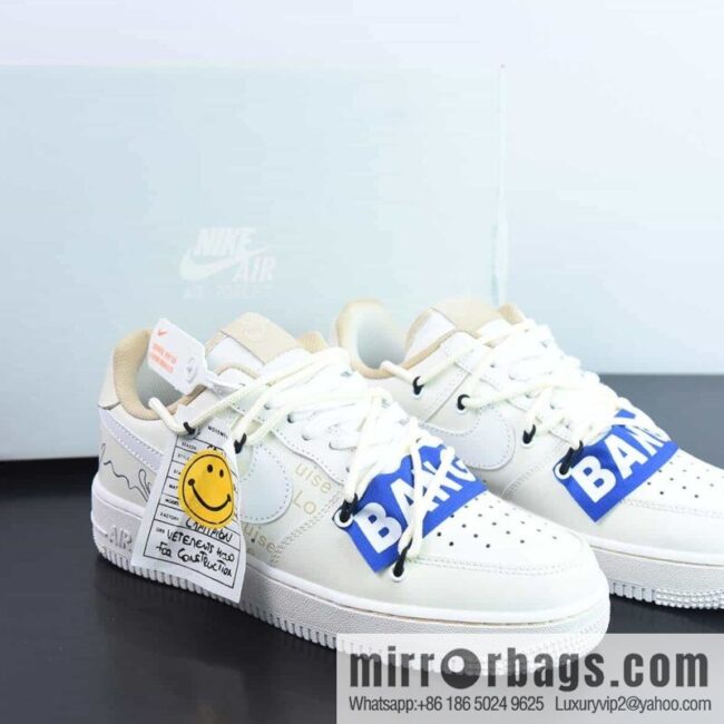 Nike Air Force 1 AF1 Air Force One/low-top, beige, smiley face, item number: CW2288-111