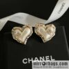New ☑️ Chanel C1 double c peach heart love stud earrings