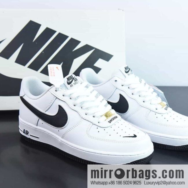 Air Force 1 \'07 Low QS \"White/Black Mini Swoosh\" Air Force One Classic \"leather (fabric) white and black embroidery small hook\" CV5696-963