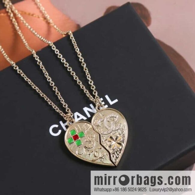 New ☑️ Chanel double c love peach heart diamond necklace
