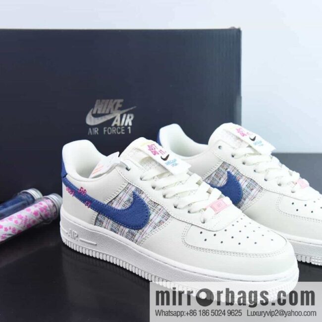 Air Force 1 Low Air Force One low-top versatile casual sports shoes, letter hook, white and blue canvas hook, item number: FJ7740 141