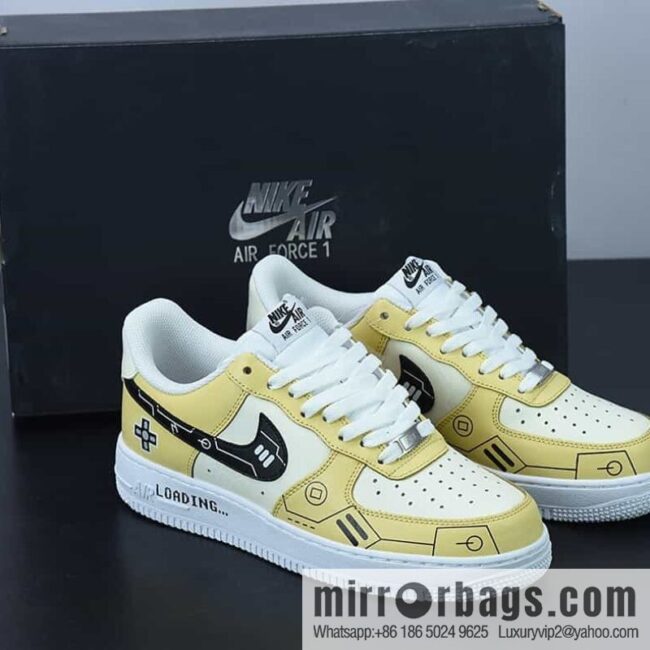NK Air Force 1 Low PS5 video game black and white yellow, item number CW2288-113 Air Force One low-top versatile casual sports shoes