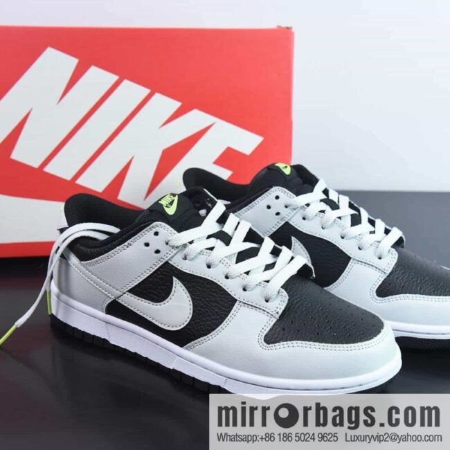 SB Dunk Low \"Grey Panda Volt\" Dunk series low-top casual sports skateboard shoes \"shadow gray black neon green\" FD9756-001