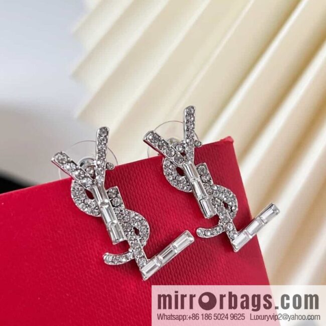 Saint Laurent silver YSL stud earrings