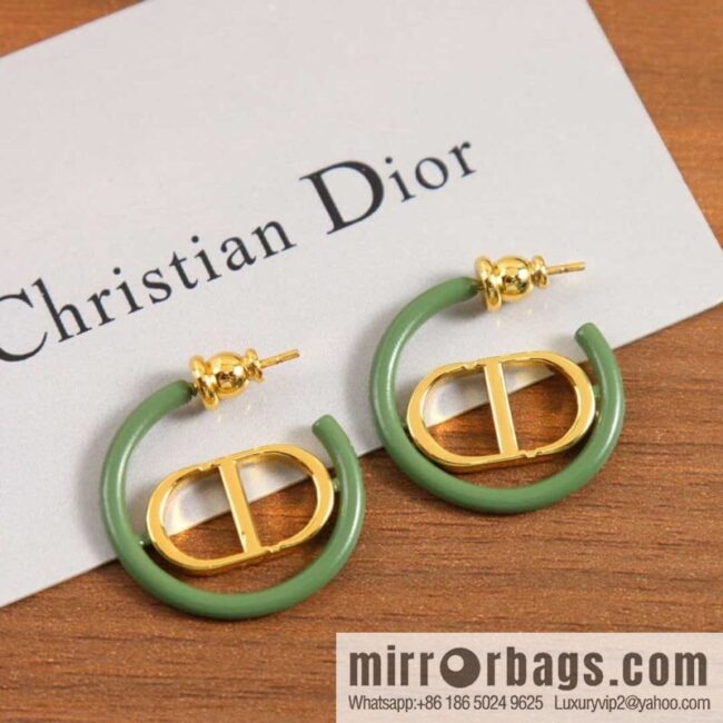 New ☑️ Dior green enamel CD stud earrings
