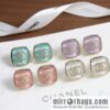 [Single price] New Chanel c1 double c square pink blue purple white stud earrings