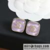 [Single price] New Chanel c1 double c square pink blue purple white stud earrings