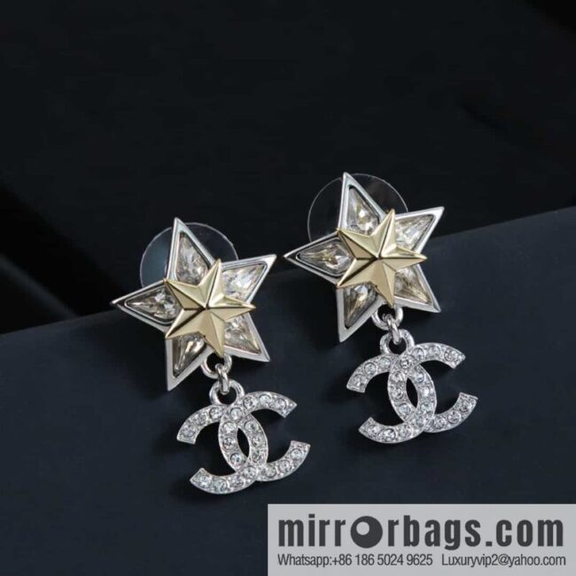 New ☑️ Chanel c2 full diamond double c pentagram earrings