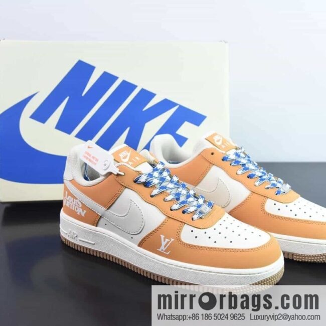 NK Air Force 1 07 LV8 🥰 Beige/Yellow LV \"Air Force One Classic Versatile Leisure Sports Board Shoes\" Yellow Beige LV printed \"HX123-008