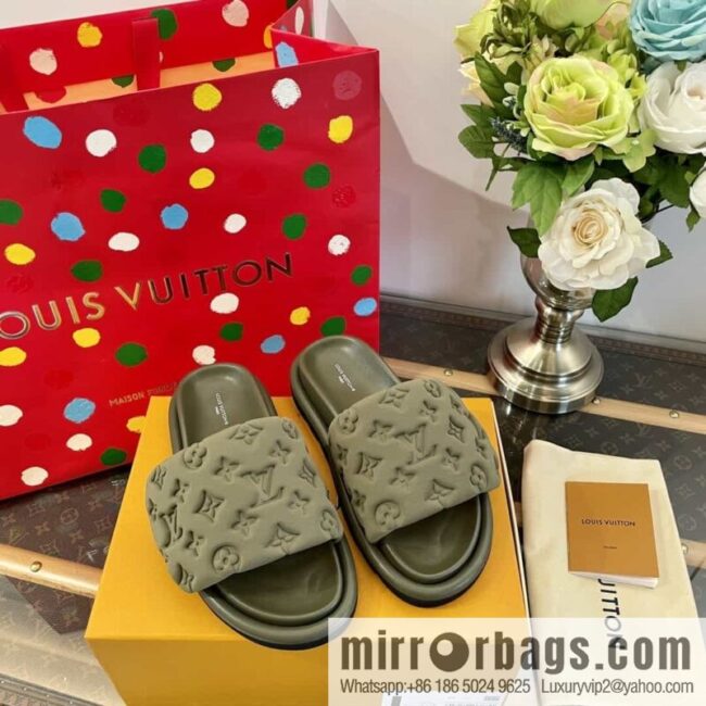 LV/Louis Vuitton 1v donkey brand | velcro platform slippers