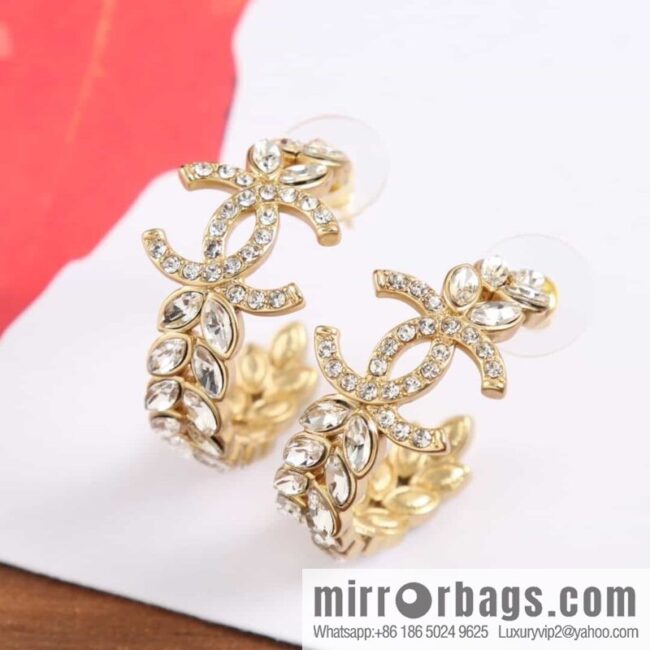 New ☑️ Chanel c1 double c semi-round wheat ear horse eye diamond earrings