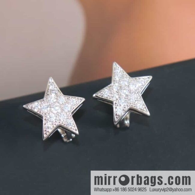 Chanel full diamond pentagram ⭐ star earrings earrings
